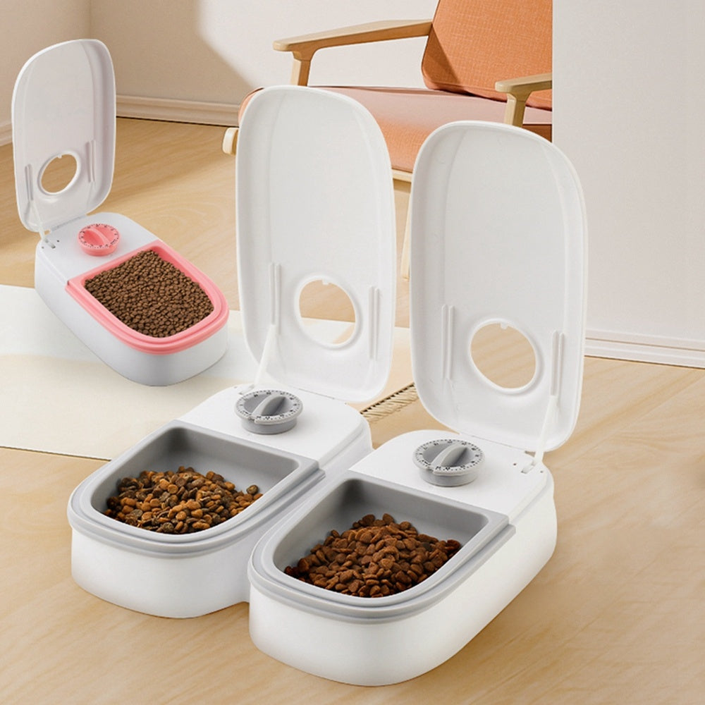 Automatic Pet Feeder – No Power, Dual Bowl Option