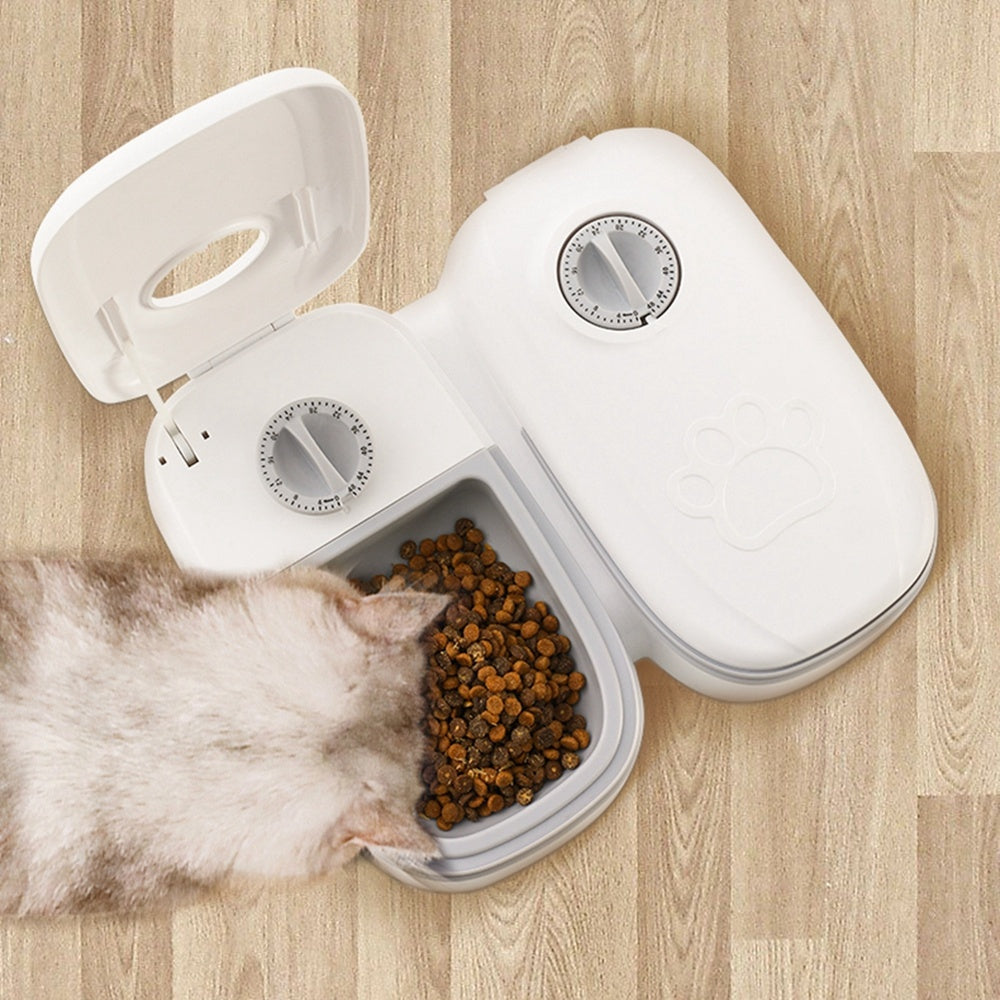 Automatic Pet Feeder – No Power, Dual Bowl Option