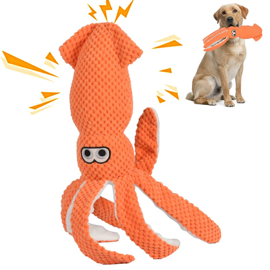 SUNKYPUP Squeaky Plush Dog Toy – Durable Chew Toy for All Sizes (Orange)